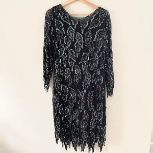 Vintage black sequin party dress